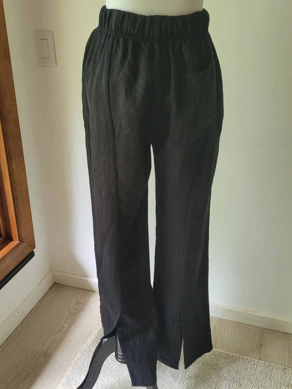 ZARS Women's Wide-Leg Drawstring Linen Pants - Black